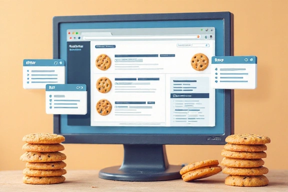 Różnorodne pliki cookie na ekranie komputera